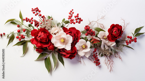 12月の誕生日祝いに最適な赤と白を基調としたバラのアレンジメント、ai生成による
