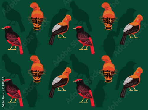 Bird Cock-of-the-rock Cartoon Seamless Wallpaper Background photo