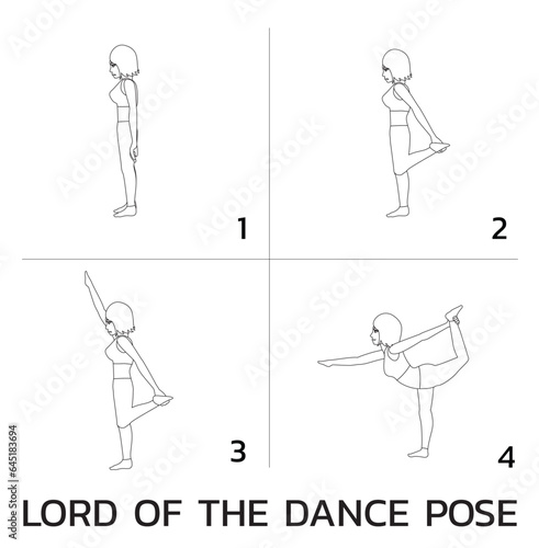 Lord of the Dance Yoga Manga Tutorial How Cartoon Vector Illustration Black and White