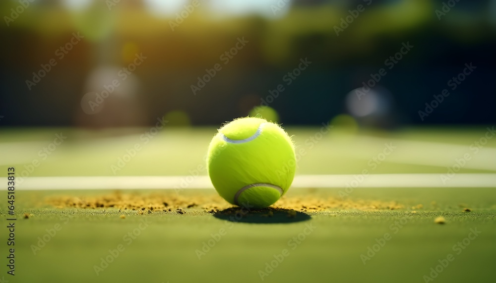 Close-up of a tennis ball on the court