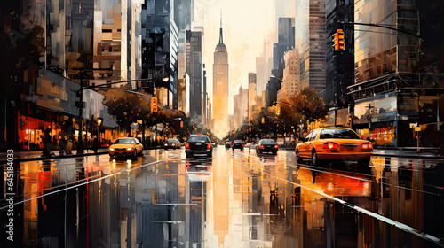 New York City painted in an Expressionist Impressionism style 