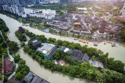 Aerial photography of Qingjiangpu architectural landscape in Huai'an