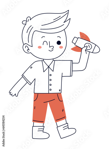 boy with toy doodle icon