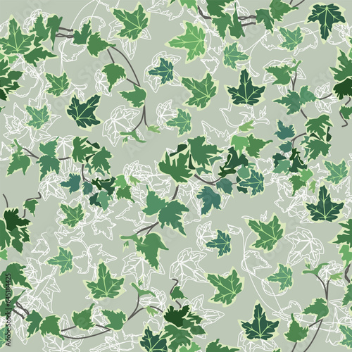 A seamless pattern of ivy. vector illustration. ivy background.