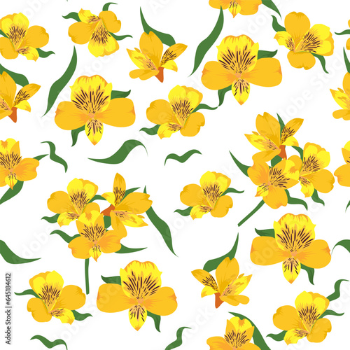 A seamless pattern of Alstroemeria flower. vector illustration.