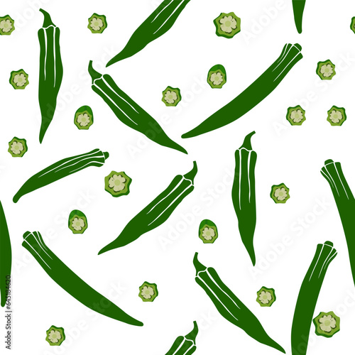 A seamless pattern of Okra. vector illustration.