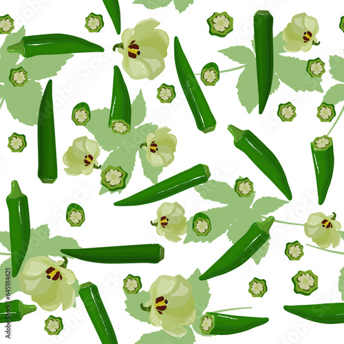 A seamless pattern of Okra. vector illustration.