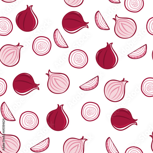 A seamless pattern of Onion. vector illustration.