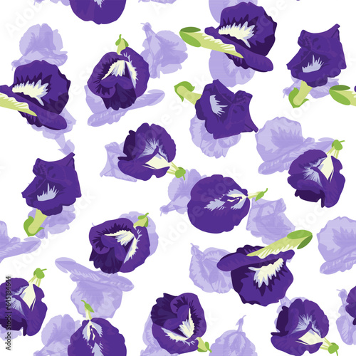 A seamless pattern of Butterfly pea. vector illustration.
