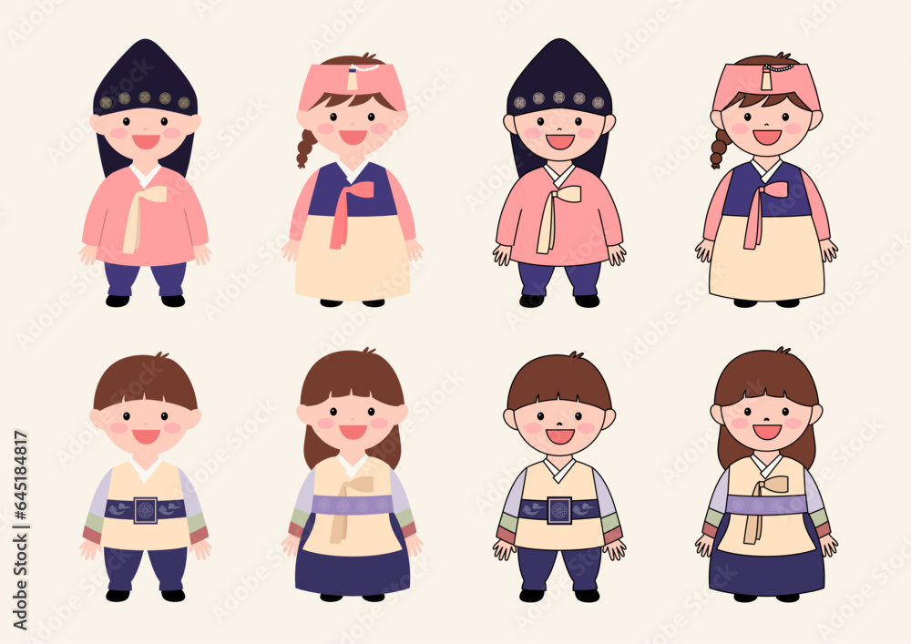 Children wearing traditional Korean costumes. Children wearing traditional Korean costumes.