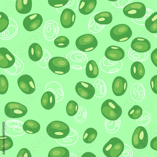 A seamless pattern of Green beans. vector illustration.
