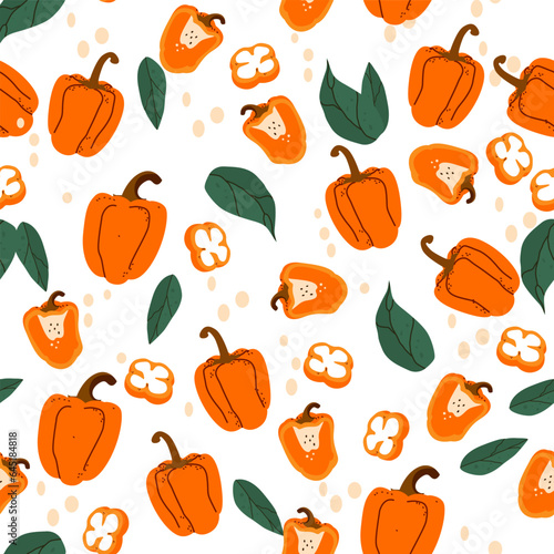 A seamless pattern of Bell pepper. vector illustration.