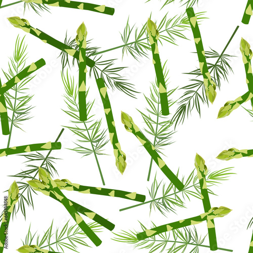Fototapeta Naklejka Na Ścianę i Meble -  A seamless pattern of Asparagus. vector illustration. vegetable background.