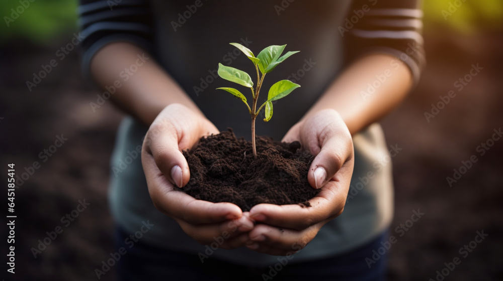 young plant in hands protection, Ai generated young plant in hands protection, Ai generated