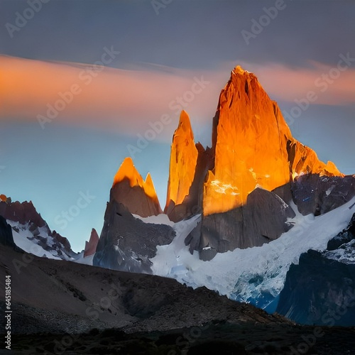 Mount Fitz Roy (also known as Cerro Chaltén, Cerro Fitz Roy, or Monte Fitz Roy) isolated on white background.AI generated photo