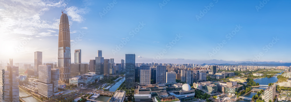 Fototapeta premium Aerial photography of modern urban architectural landscape of Ningbo, China