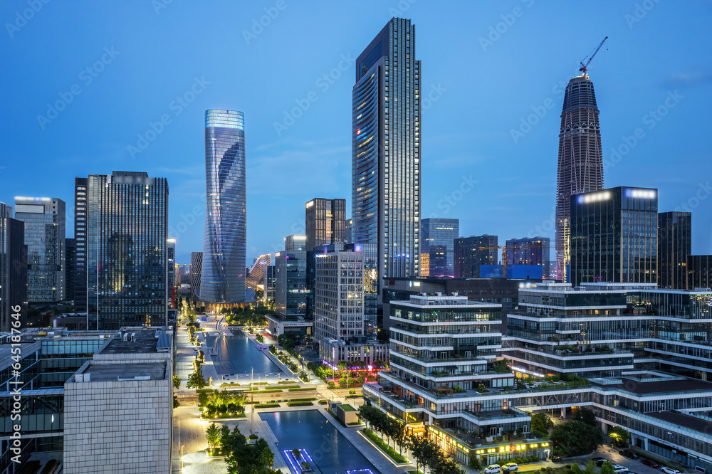 Fototapeta premium Aerial photography of modern urban architectural landscape of Ningbo, China