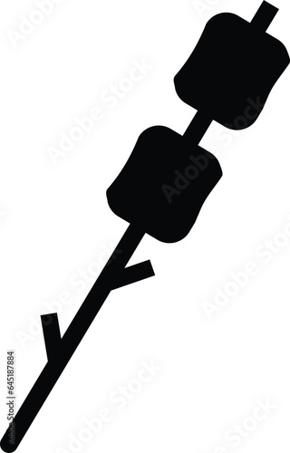 marshmallow on a stick icon. marshmallow sign. flat style.