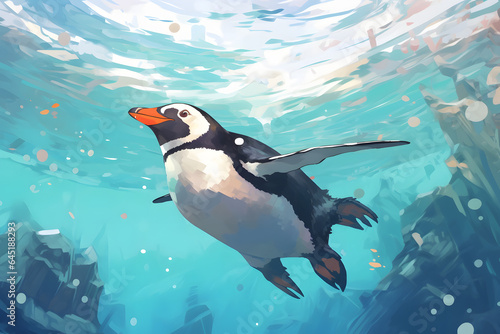 penguin illustration style Made with Generative AI