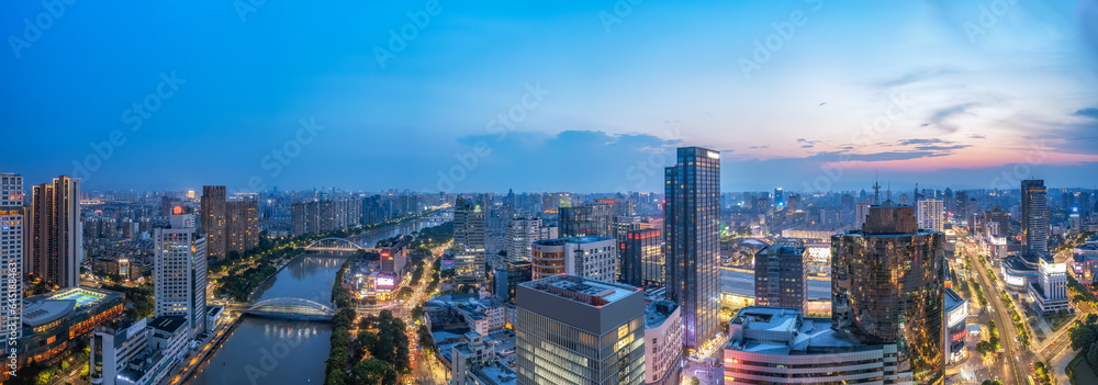 Fototapeta premium Aerial photography of modern urban architectural landscape of Ningbo, China