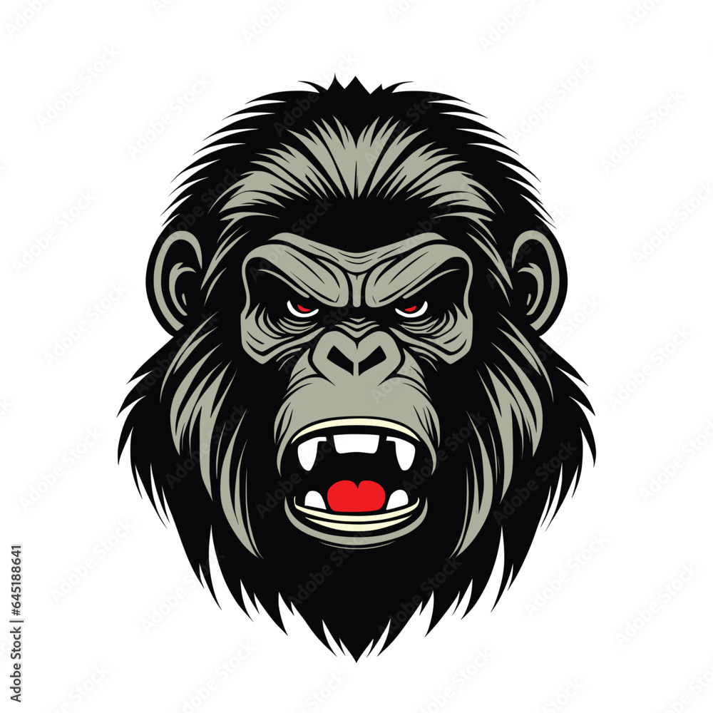 A logo of a angry monkey head, 