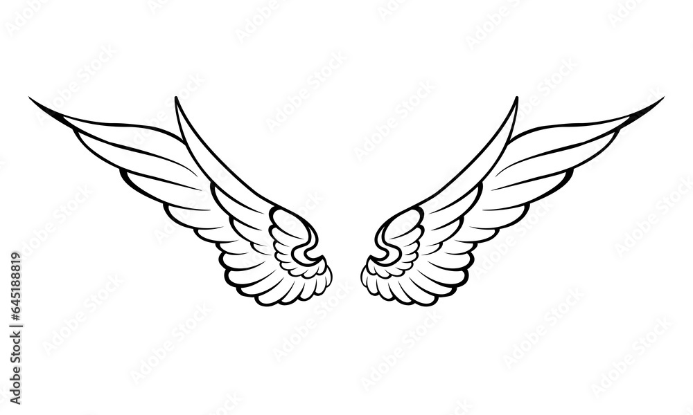 vector angel wings line art style	