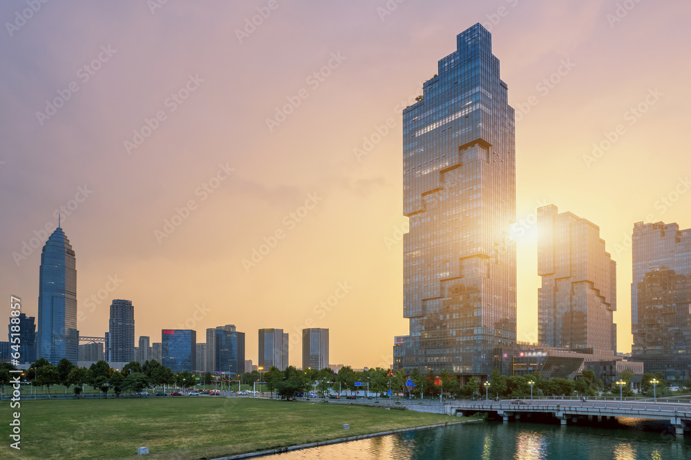Fototapeta premium Aerial photography of modern urban architectural landscape in Shaoxing, China