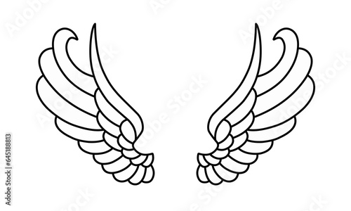 vector angel wings line art style 