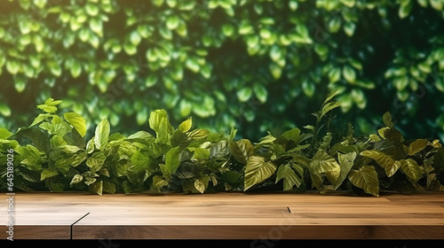 Wallpaper Mural Table background and spring time, Empty wood table top and blurred green tree in the park garden background, Empty wooden table with defocused green lush foliage at background Torontodigital.ca