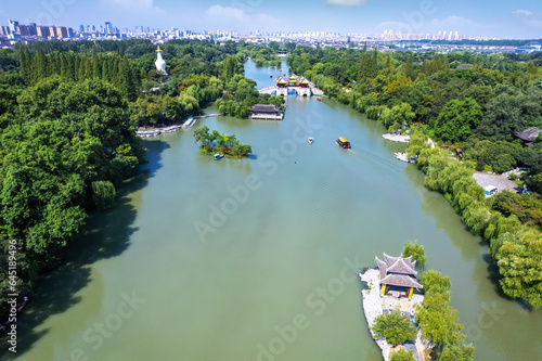 Aerial photography of Slender West Lake Park scenery in Yangzhou, China photo