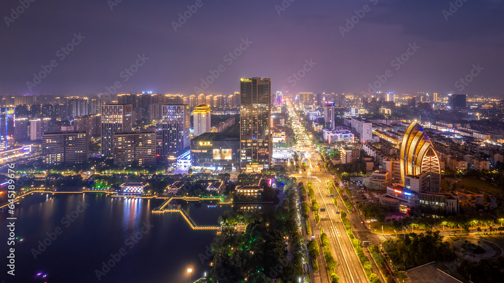 Obraz premium Aerial photography of modern urban architectural landscape in Yancheng, China