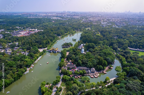 Aerial photography of Slender West Lake Park scenery in Yangzhou  China