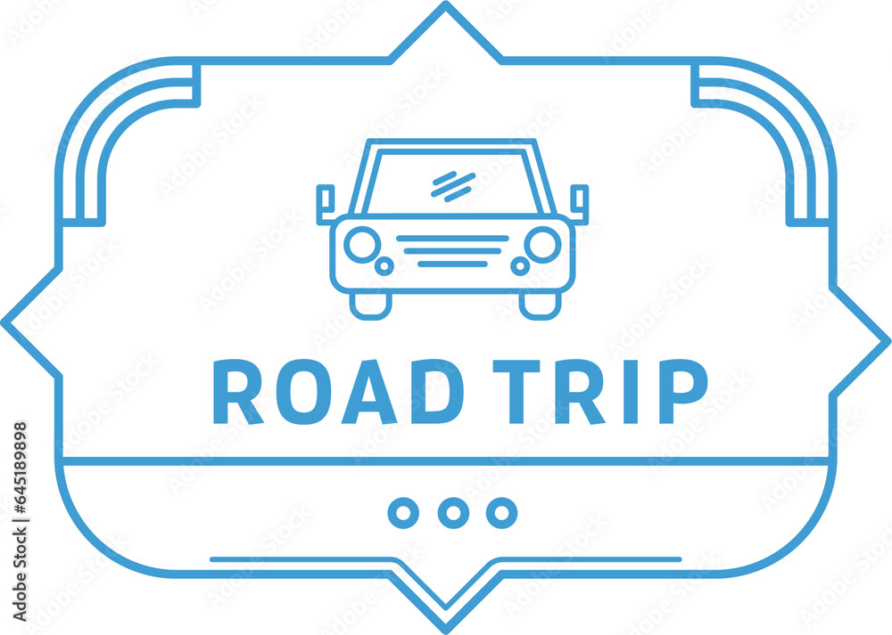 Digital png illustration of road trip text and car in blue on sign on transparent background Digital png illustration of road trip text and car in blue on sign on transparent background