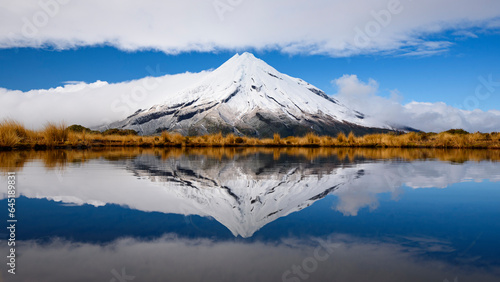 Mt. Taranaki reflection in Pouakai Pool, New Zealand	
