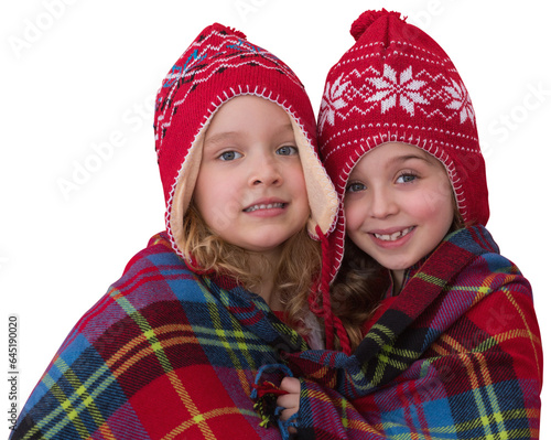 Digital png photo of caucasian girls with hats on transparent background