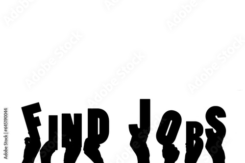 Digital png illustration of hands with find jobs text on transparent background