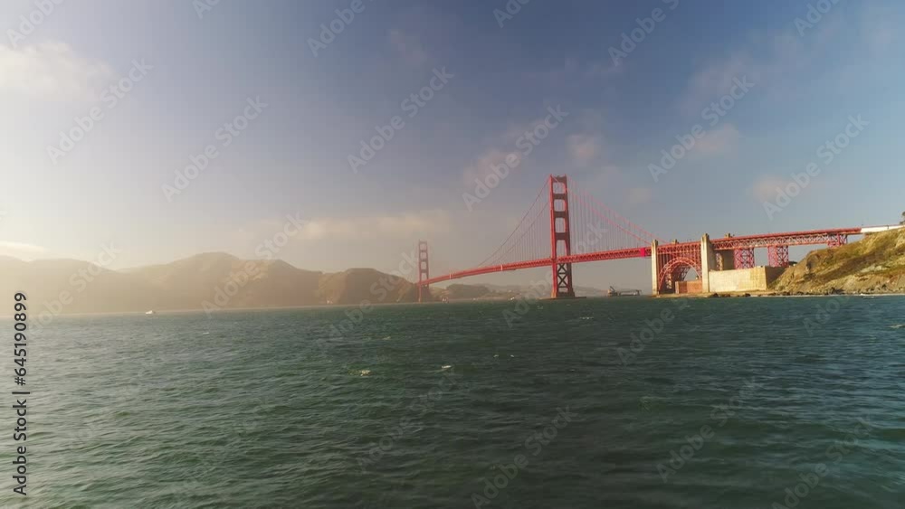 Flying Over Ocean To San Francisco Bridge