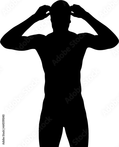 Digital png silhouette image of male swimmer on transparent background