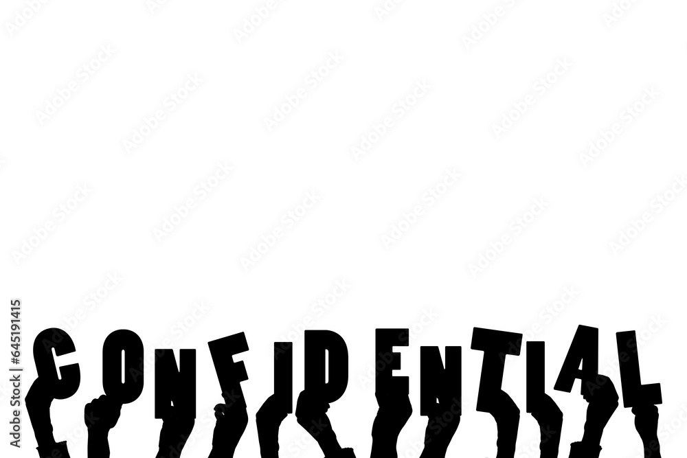 © vectorfusionart - Digital png illustration of hands holding confidential text on transparent background
