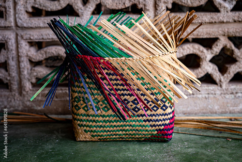 Beautiful Handmade baskets made from Bulrushes (kajood, Lepironia Articulata) at Thale Noi, Phatthalung, south of Thailand