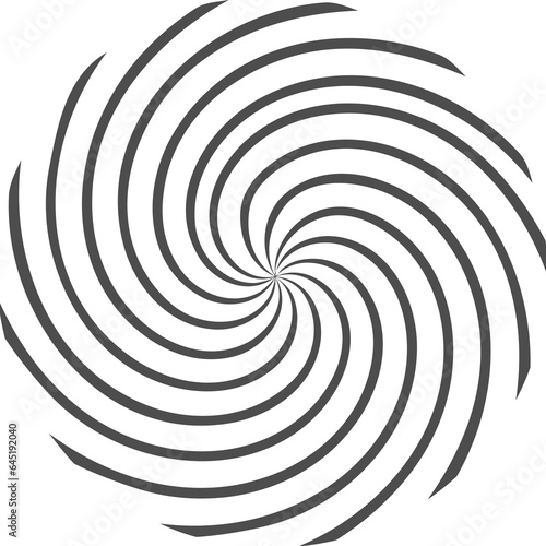 Digital png illustration of radiating black spiral lines on transparent background