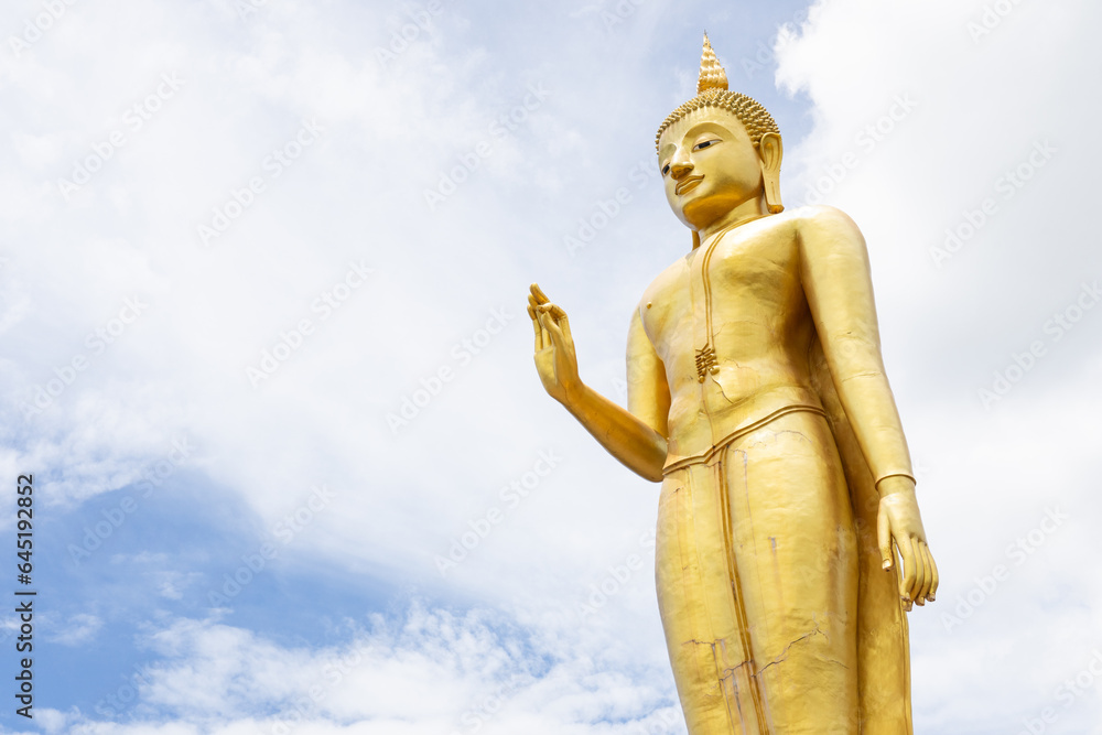 Big Buddha, There is a yellow serpentine on the opposite side. Worshiping the Buddha's image Big Buddha, There is a yellow serpentine on the opposite side. Worshiping the Buddha's image