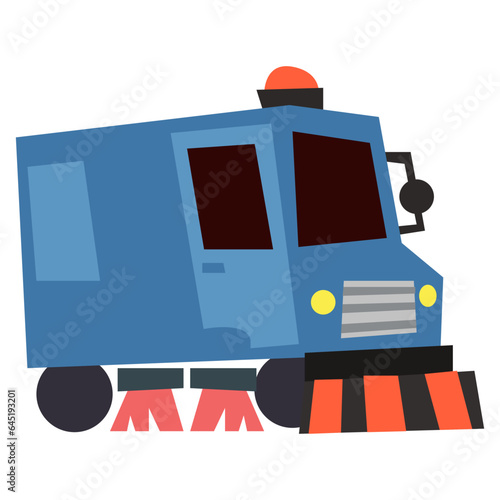 Street sweeper vehicle flat illustration