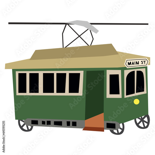 Tram flat illustration
