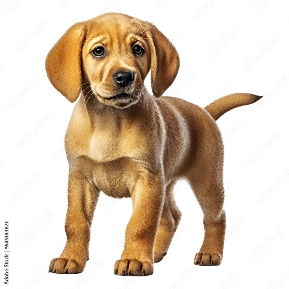 Clipart of an adorable yellow Labrador Retriever puppy, isolated on transparent background