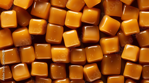 Toffee candy  caramel candies background. Sweet backdrop. Generative AI