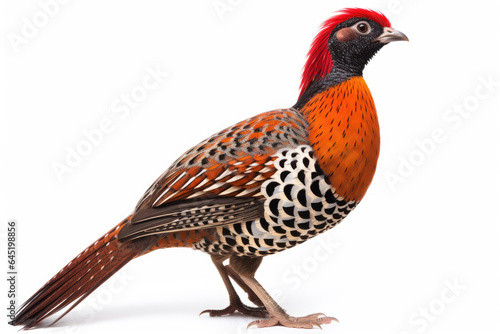 Red tragopan on a white background