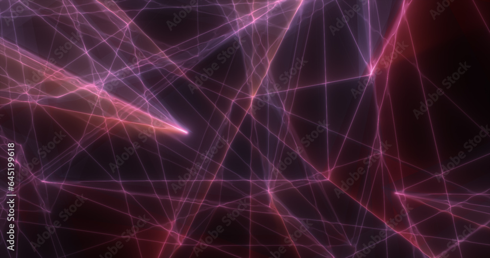 Abstract purple energy lines triangles magical bright glowing futuristic hi-tech background