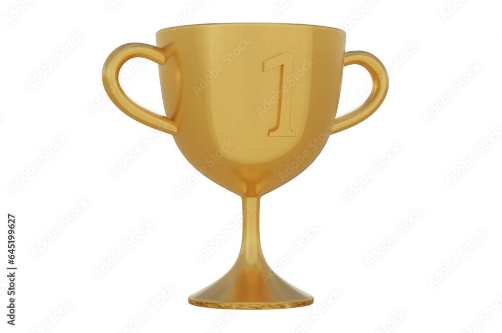 3D Illustration, Winner Gold Trophy 3D Icon. 3D Illustration, Winner Gold Trophy 3D Icon.