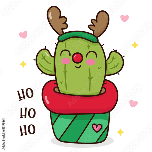 reindeer cactus christmas kawaii x mas card